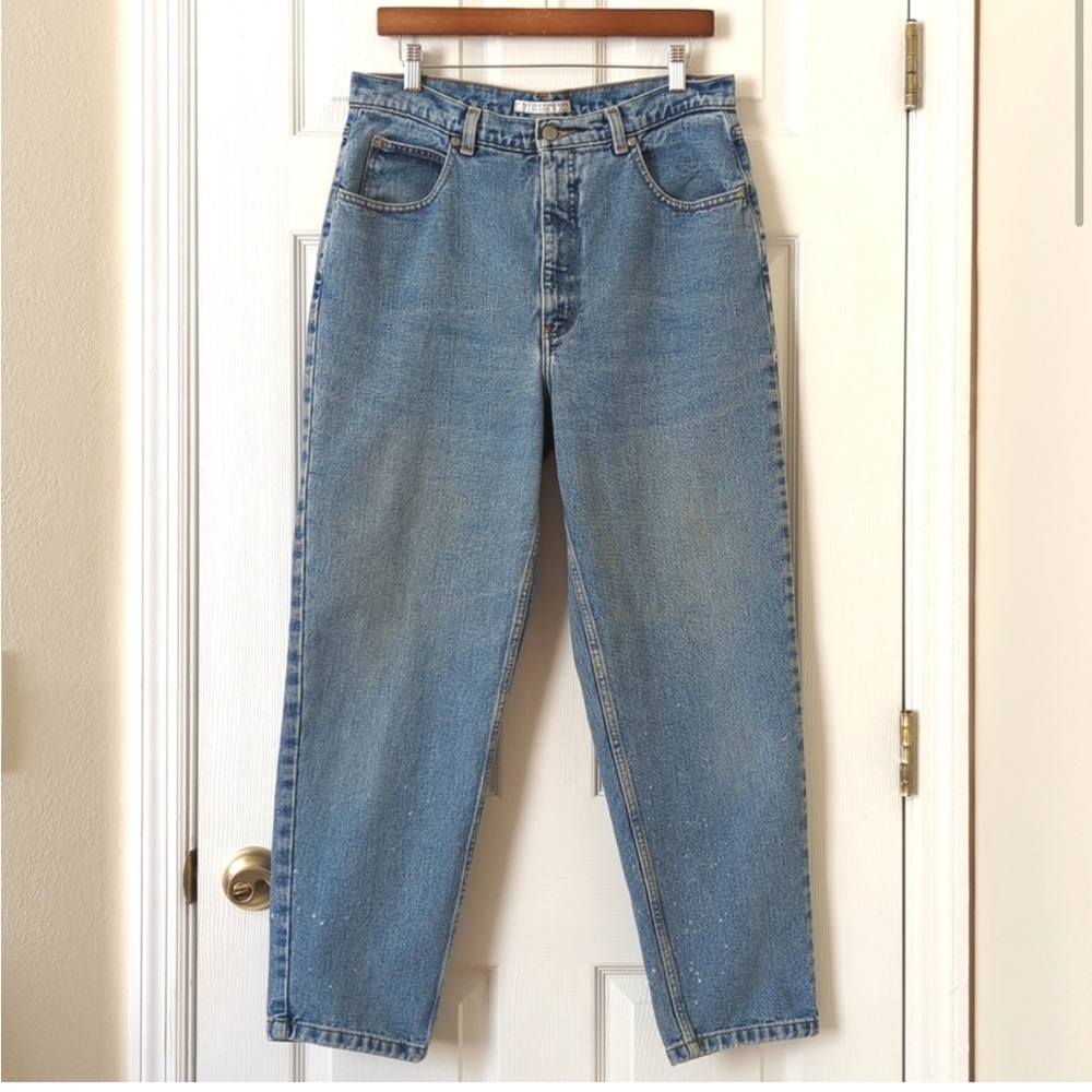 Geoffrey Beene 90's Vintage Medium Wash High Rise Tapered Leg Denim Mom Jeans 14